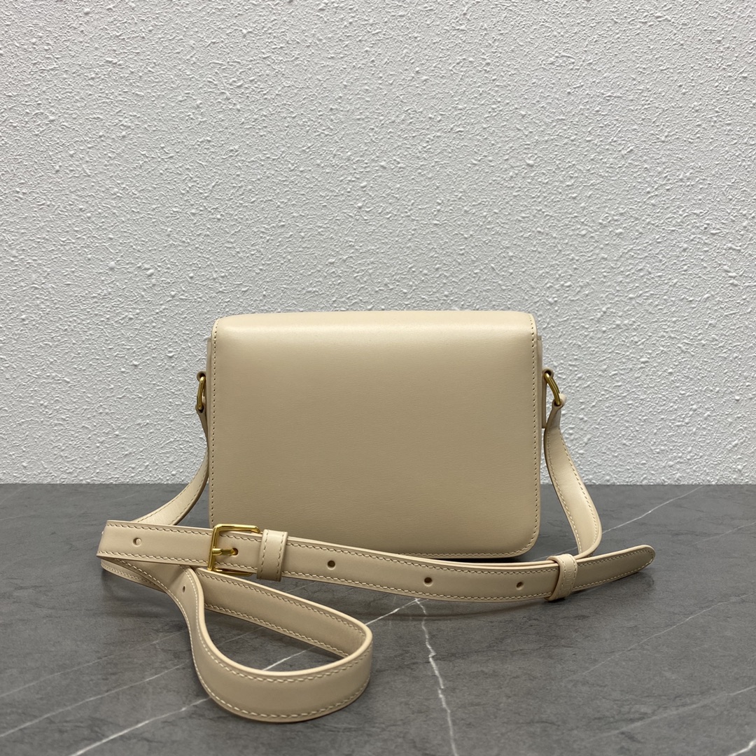 Celine Teen Triomphe Bag In Shiny Calfskin Light Beige 188423